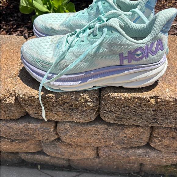 Hoka Shoes - Hoka Light Green and Purple Athletic Shoes